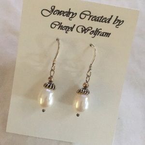 Large freshwater pearl drop earrings